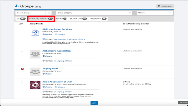 Community Partners main listing page