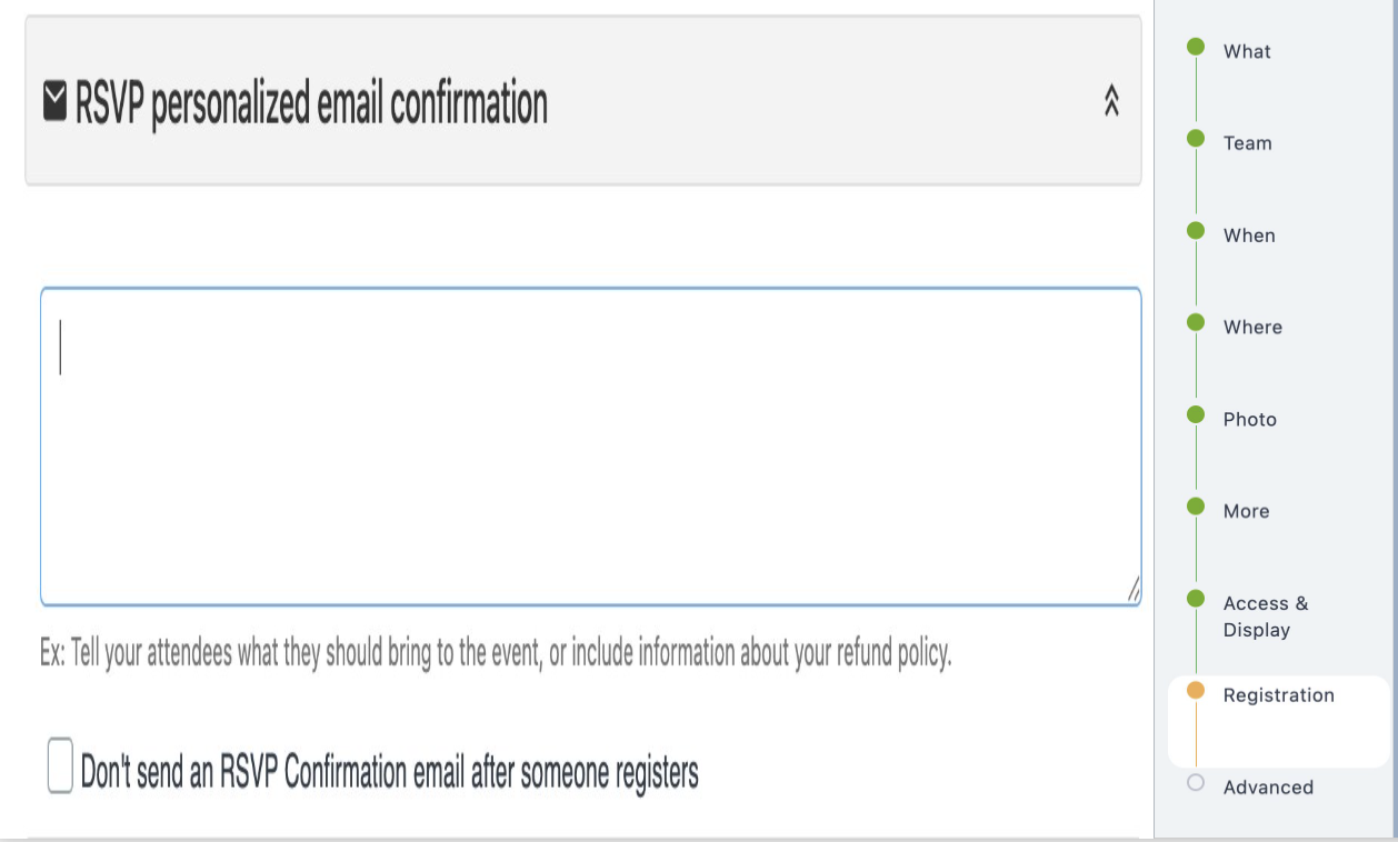 Personalized email confirmation settings