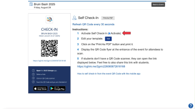QR code activation checkbox