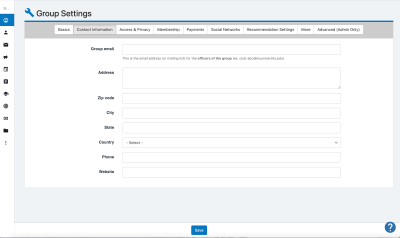 Contact Information settings
