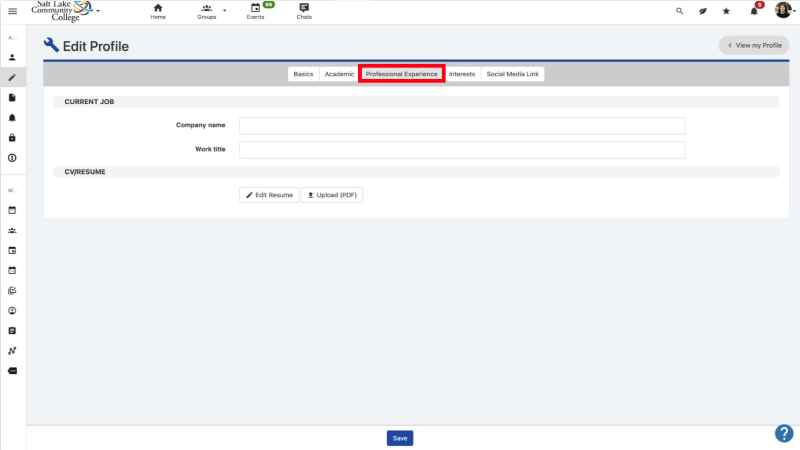 Event main page with register icon on the right