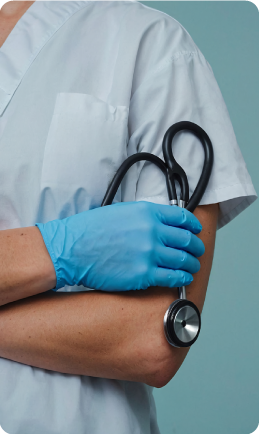 Healthcare provider holding a stethoscope