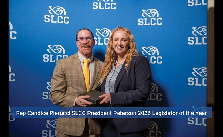 Rep. Candice Pierucci and SLCC President Peterson, 2026 Legislator of the Year