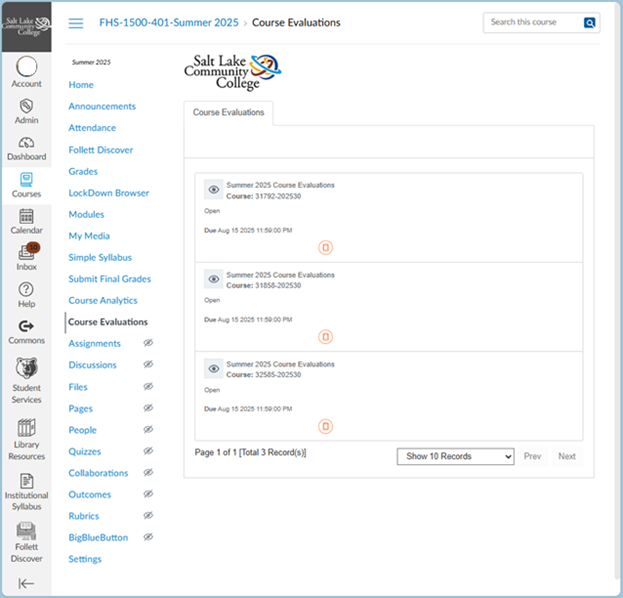 Course Evaluations SLCC