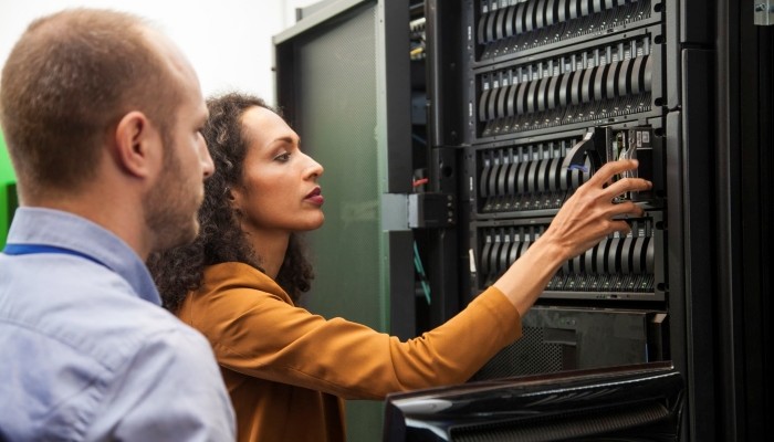 Information technology students at work