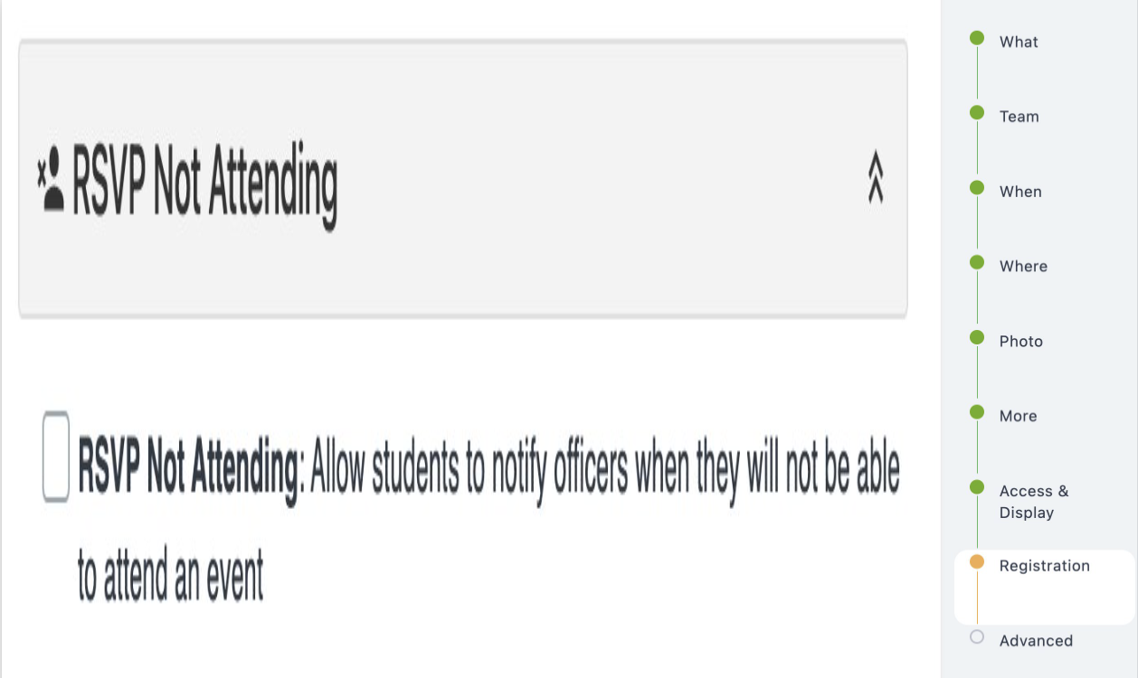 RSVP not attending option