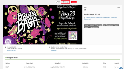 Opening event to manage