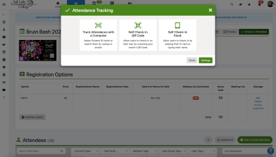 Attendance tracking options