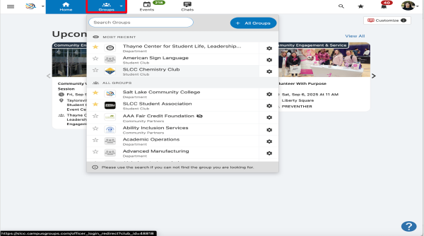 Search for your group on the home page
