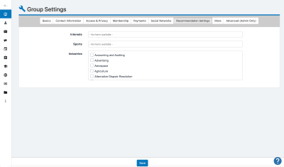Recommendation Settings