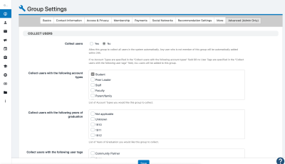 Advanced admin-only settings